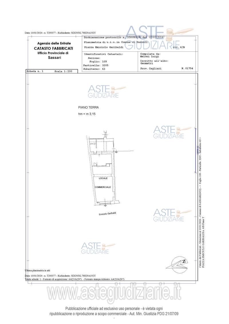 Planimetria del bene