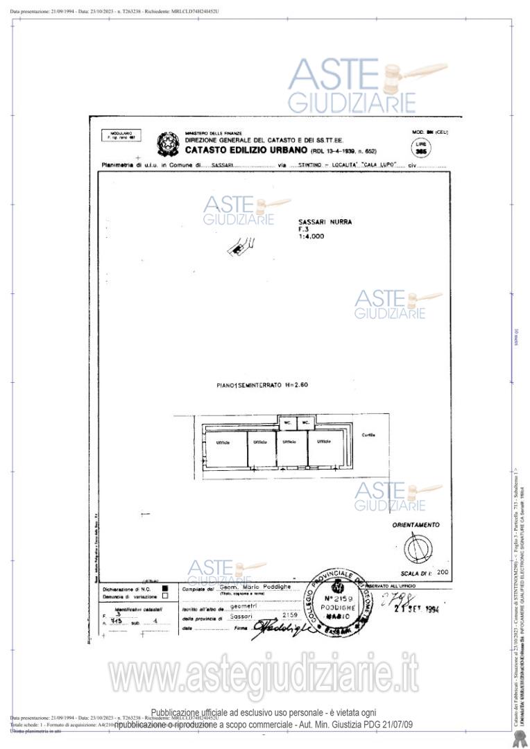 Planimetria del bene