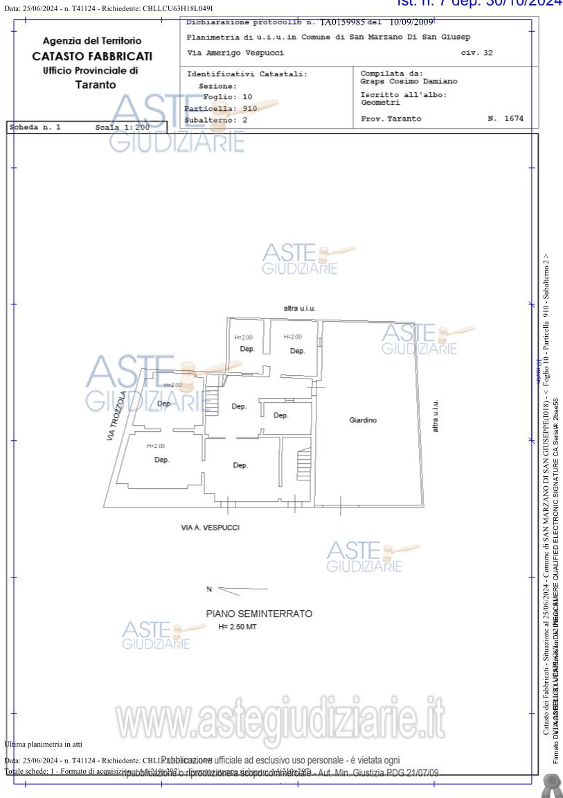 Planimetria del bene