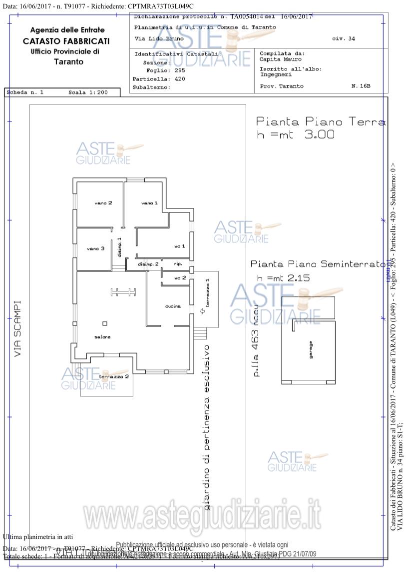 Planimetria del bene