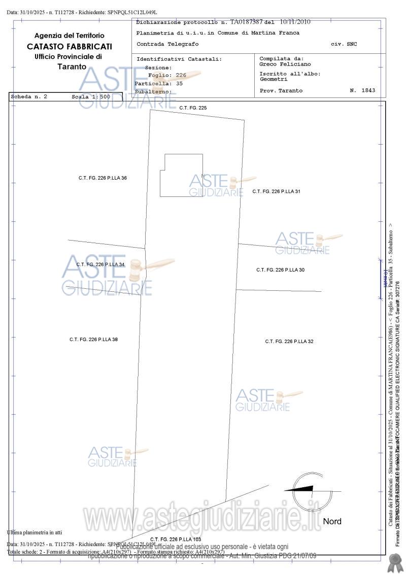 Planimetria del bene