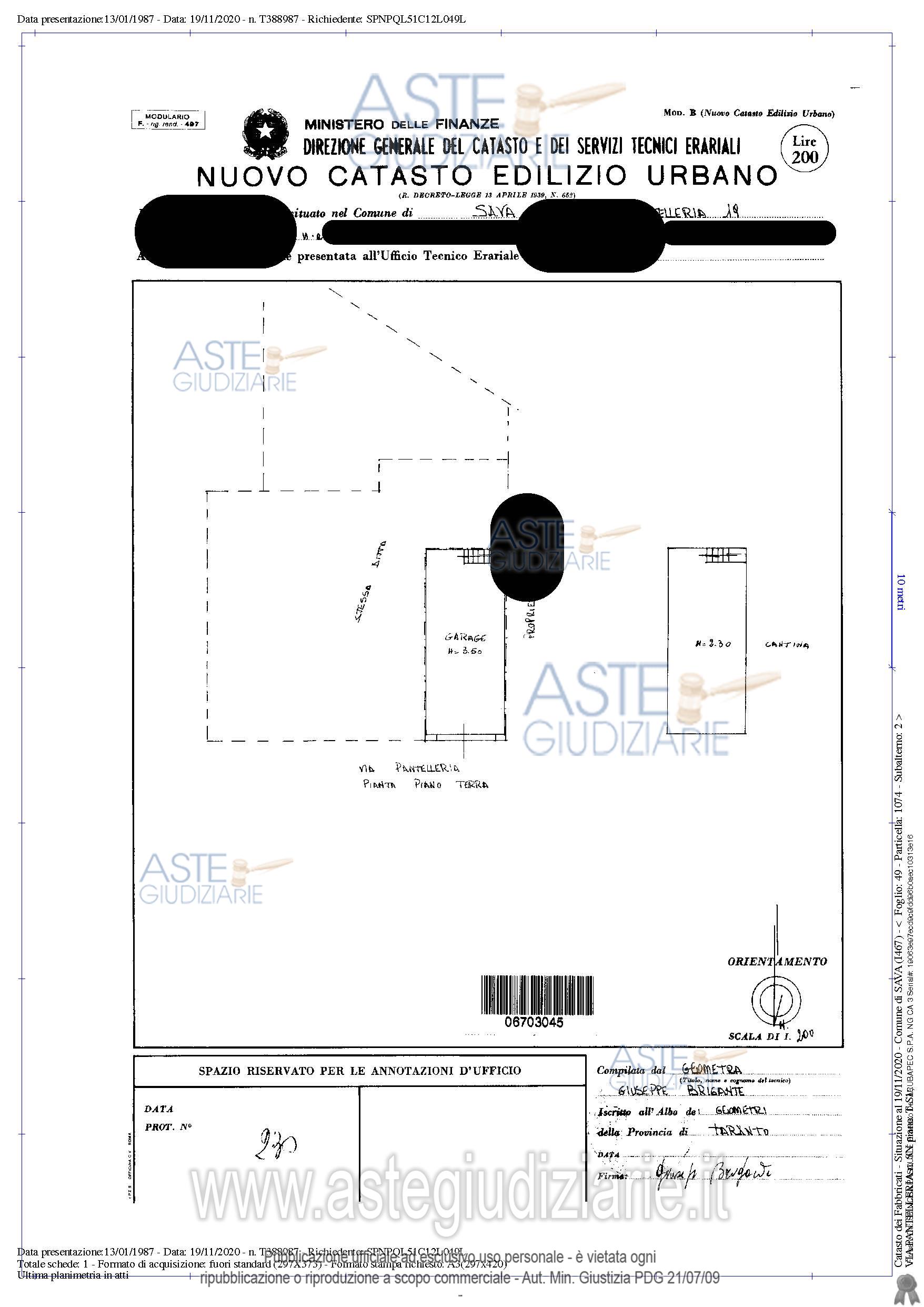 Planimetria del bene