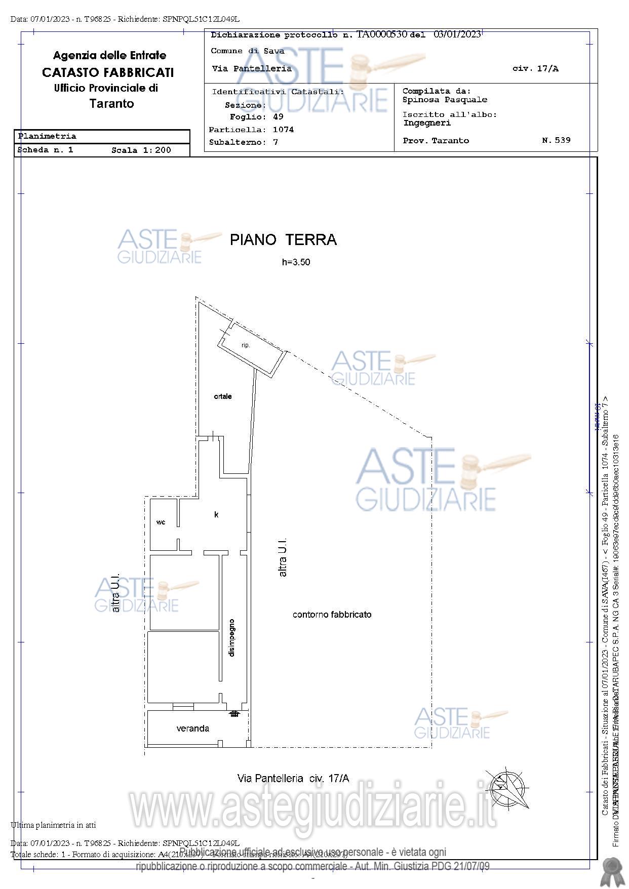 Planimetria del bene