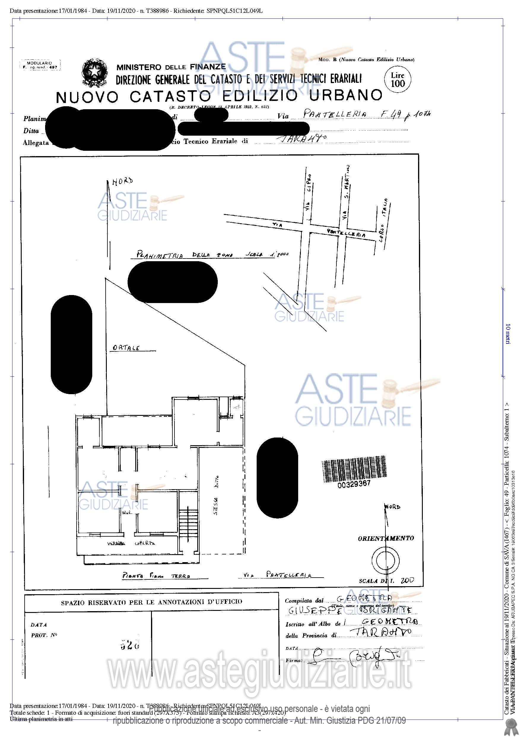 Planimetria del bene