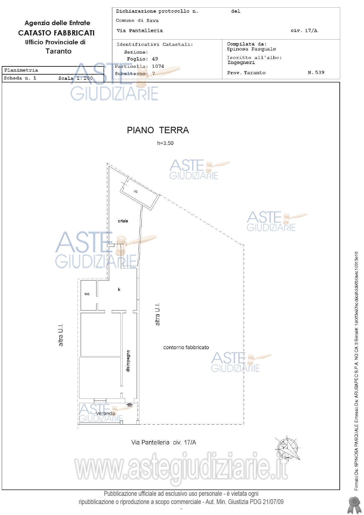 Planimetria del bene