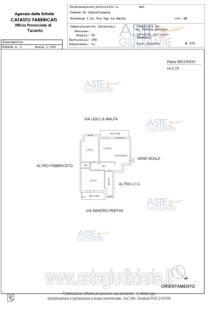 Planimetria del bene