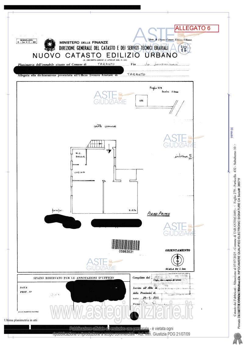 Planimetria del bene