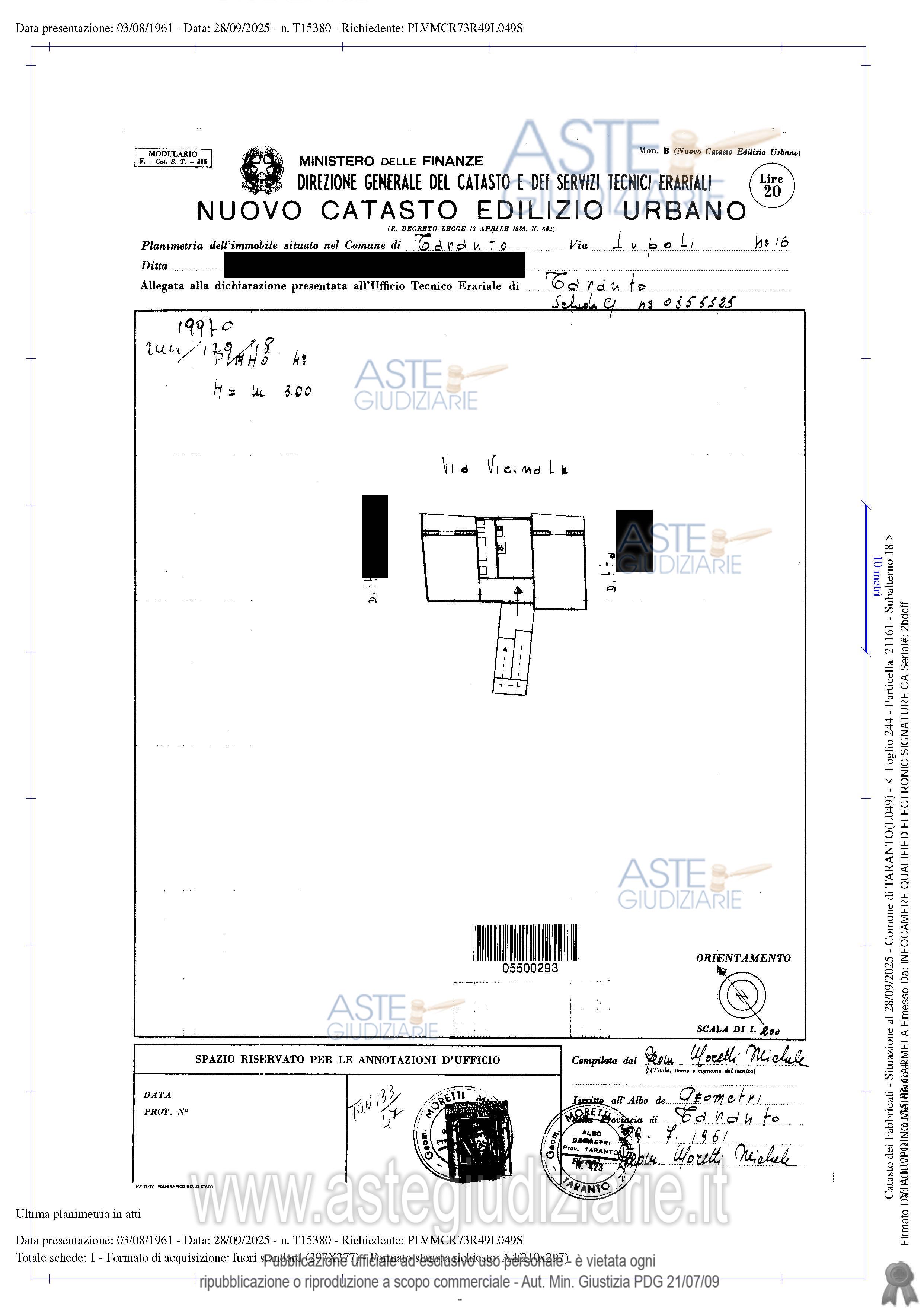 Planimetria del bene