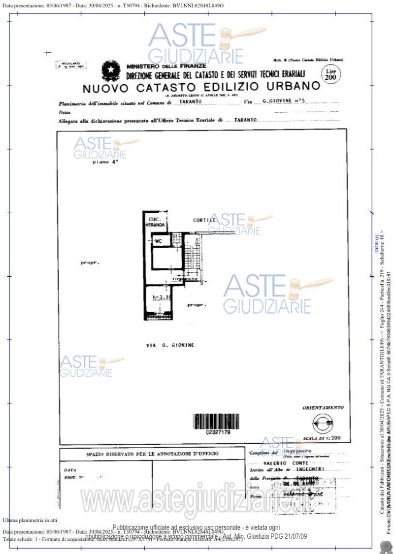 Planimetria del bene