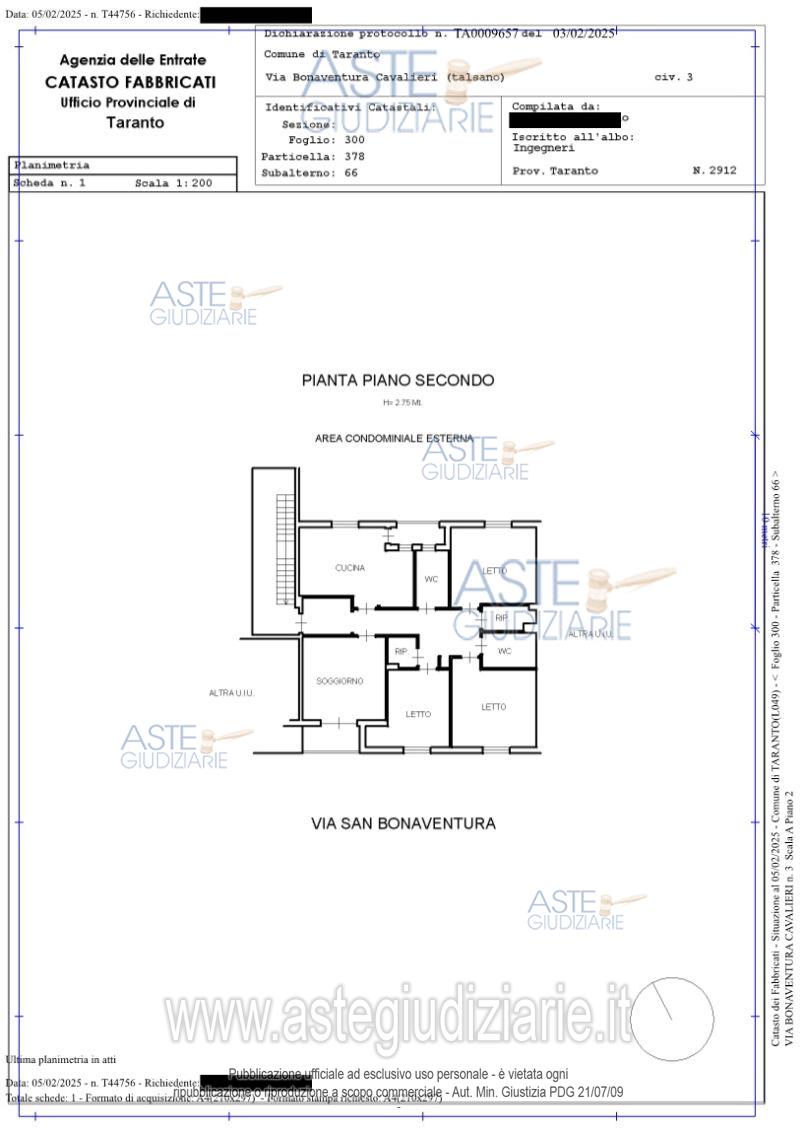 Planimetria del bene