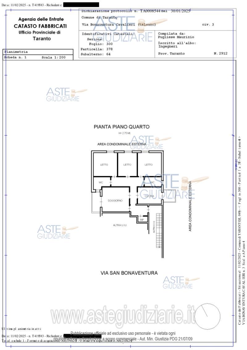 Planimetria del bene