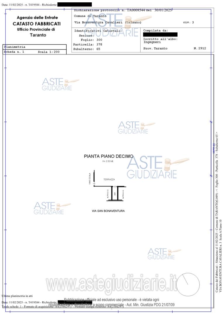 Planimetria del bene