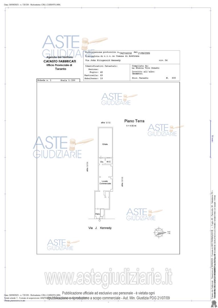 Planimetria del bene