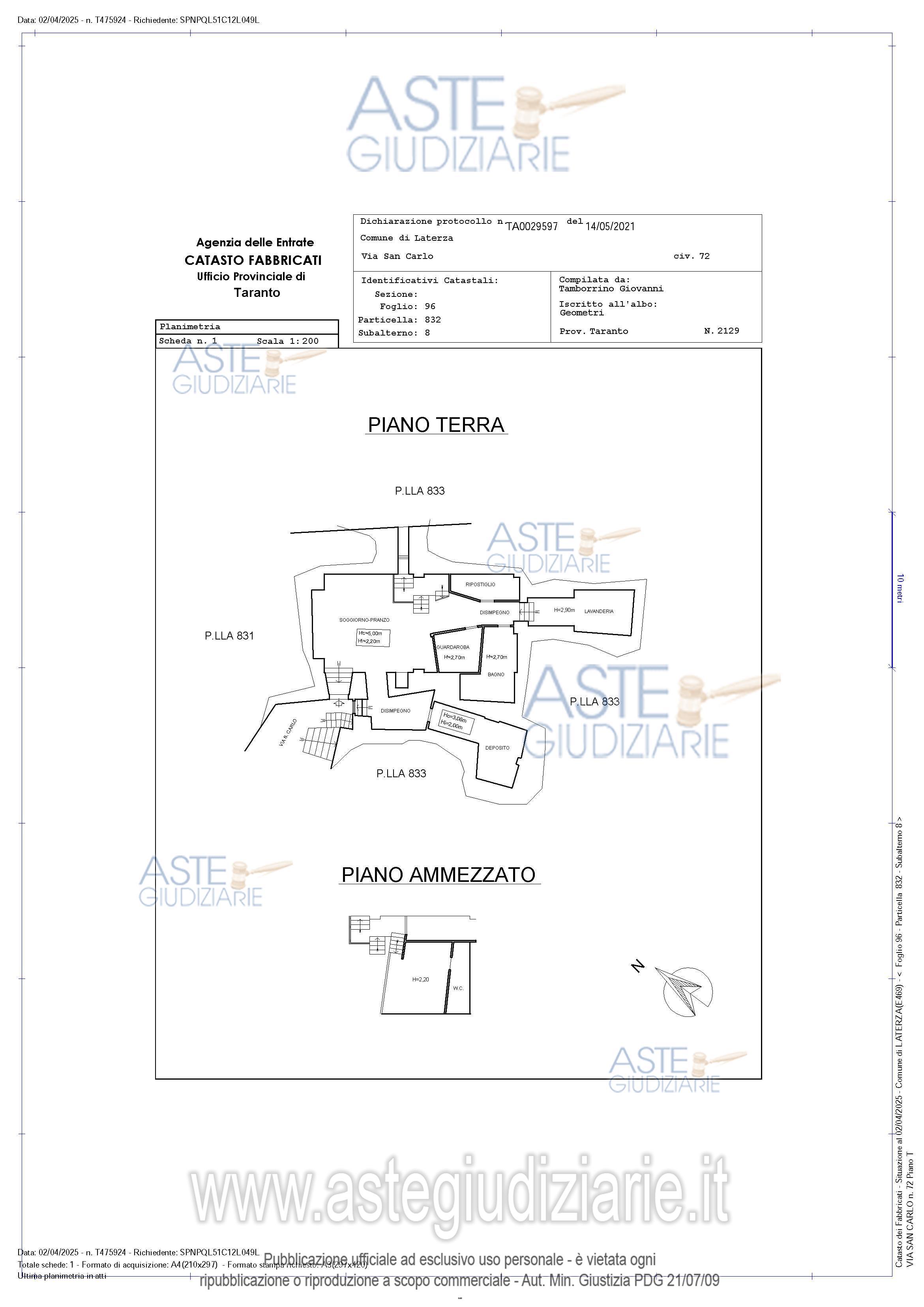 Planimetria del bene