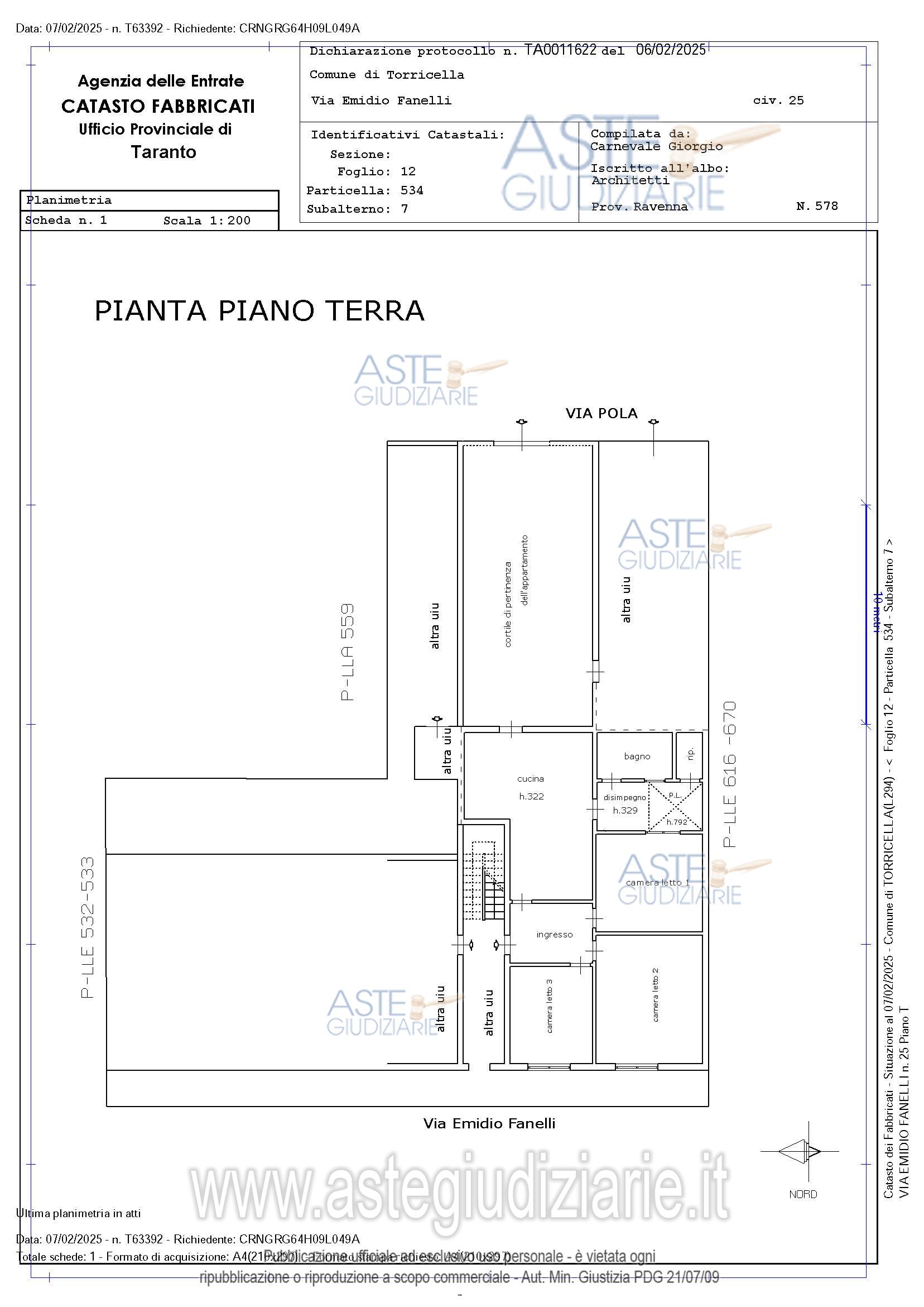 Planimetria del bene