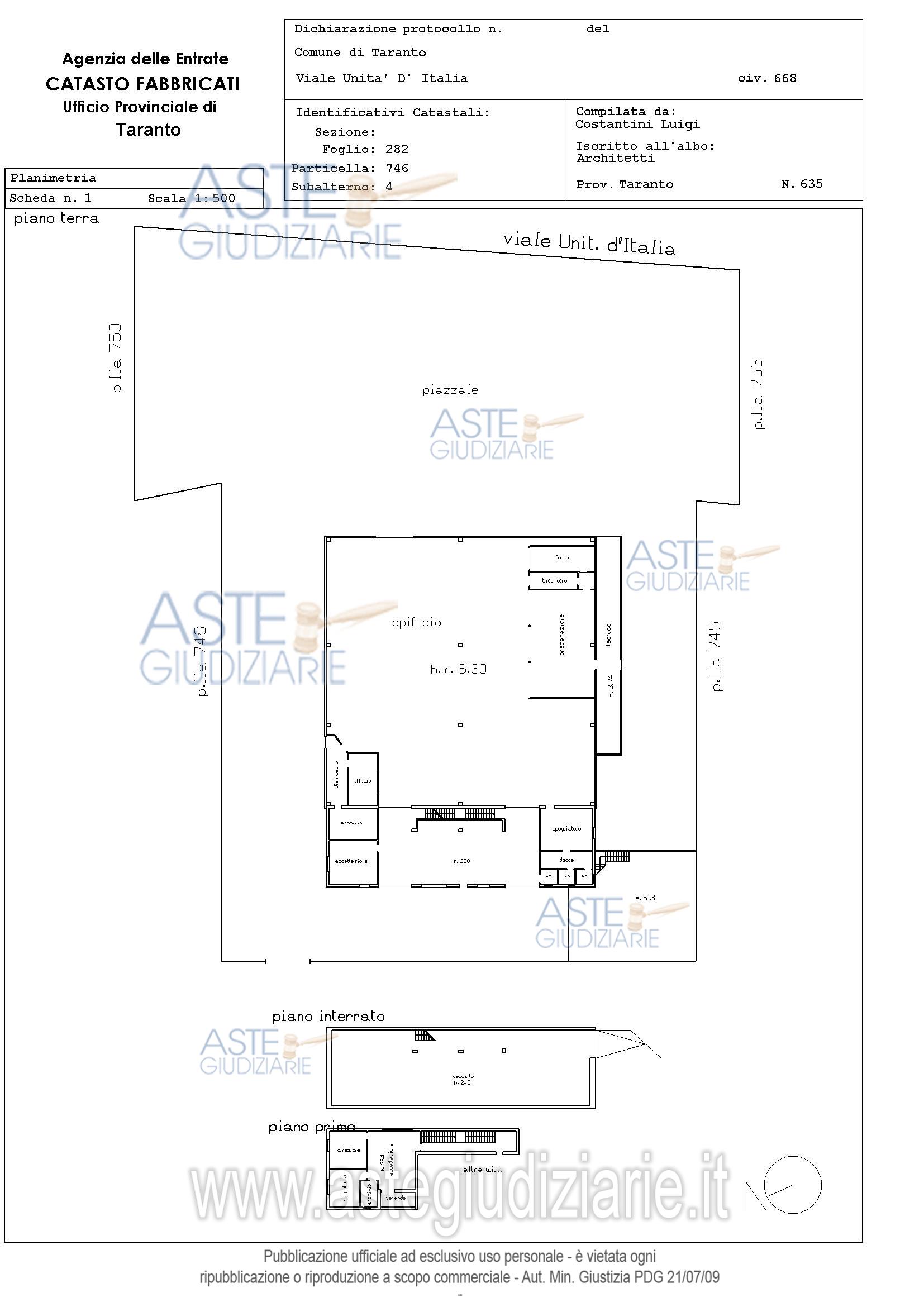 Planimetria del bene