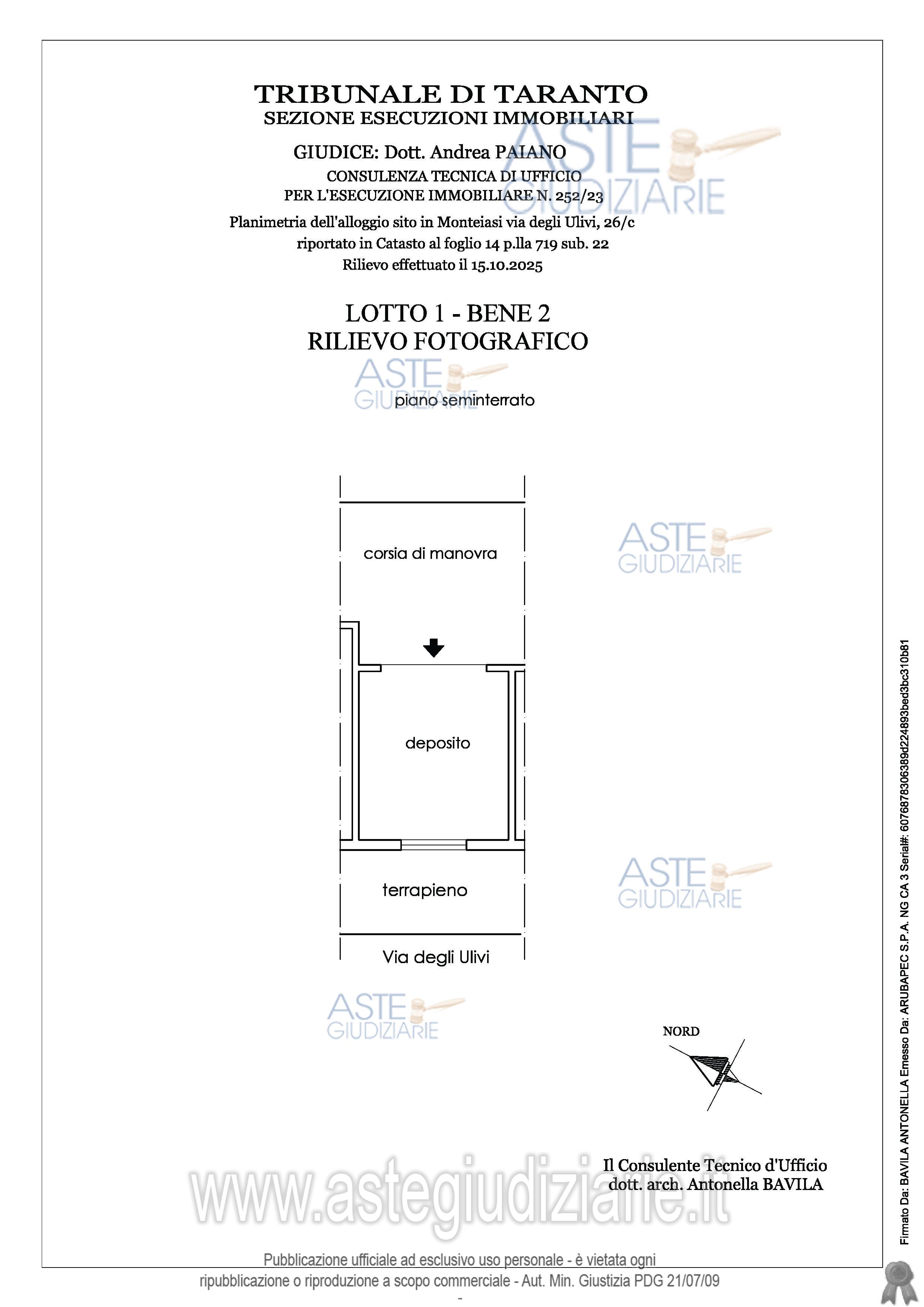 Planimetria del bene