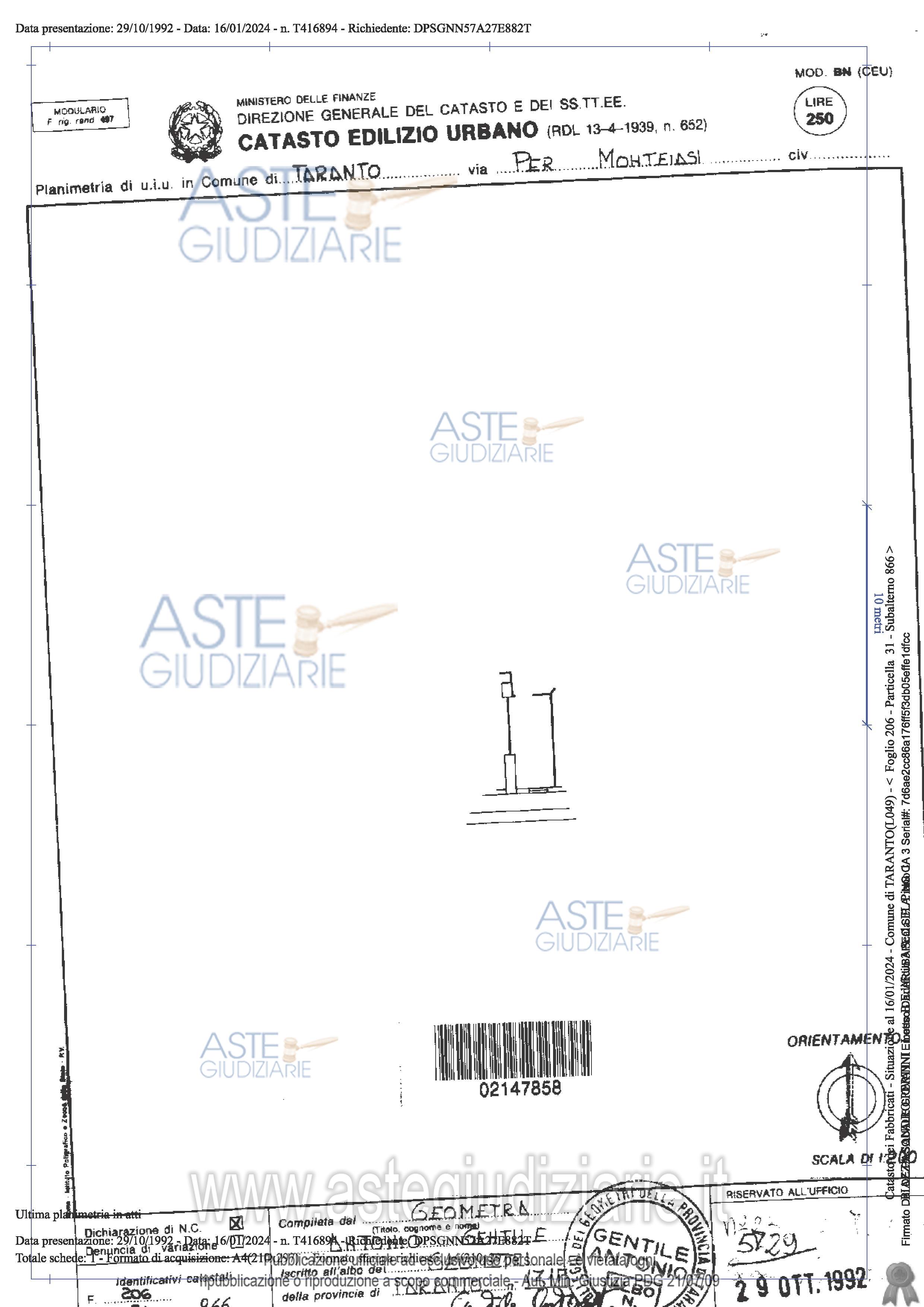 Planimetria del bene