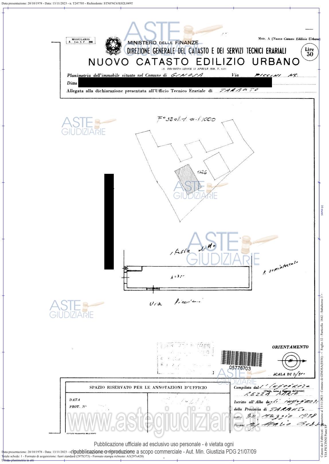 Planimetria del bene