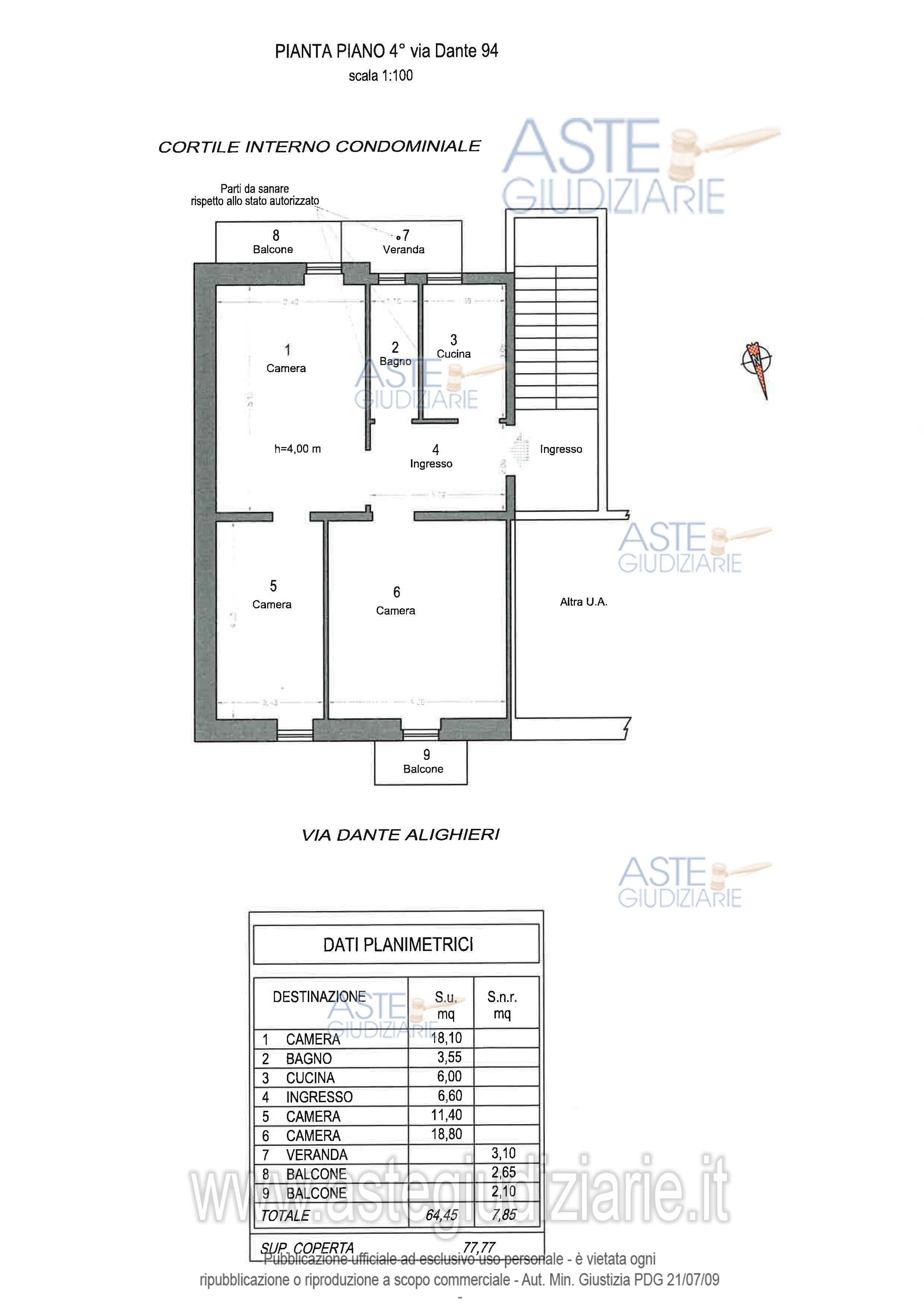 Planimetria del bene