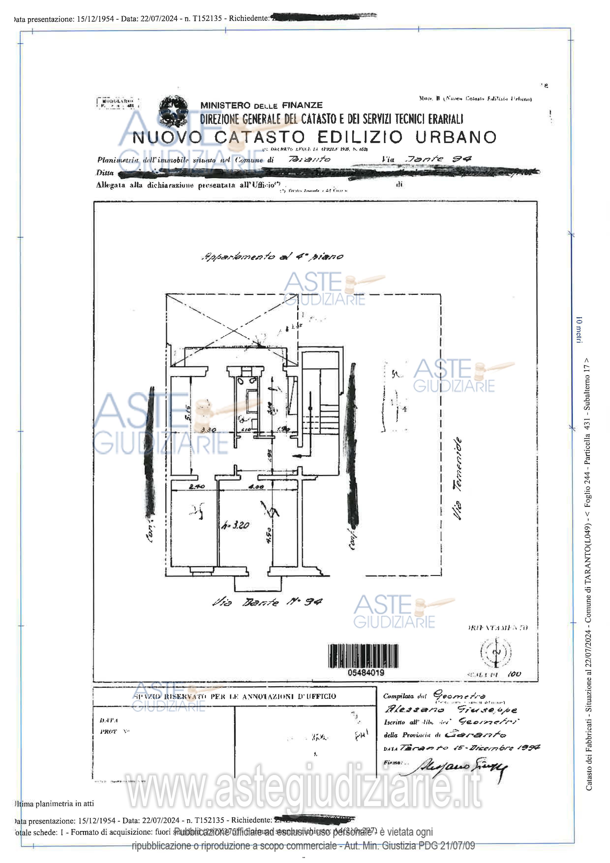 Planimetria del bene