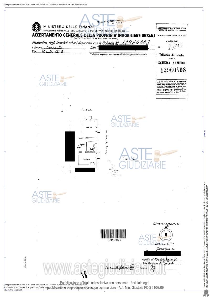 Planimetria del bene