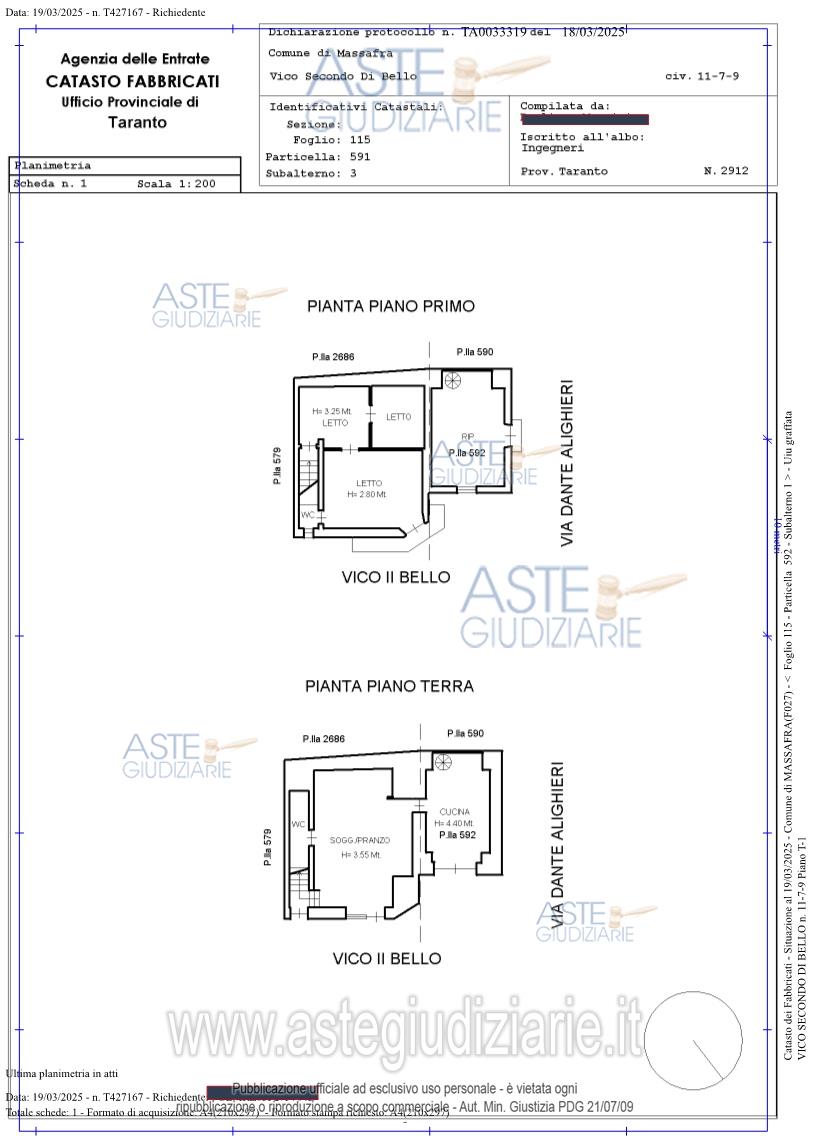 Planimetria del bene