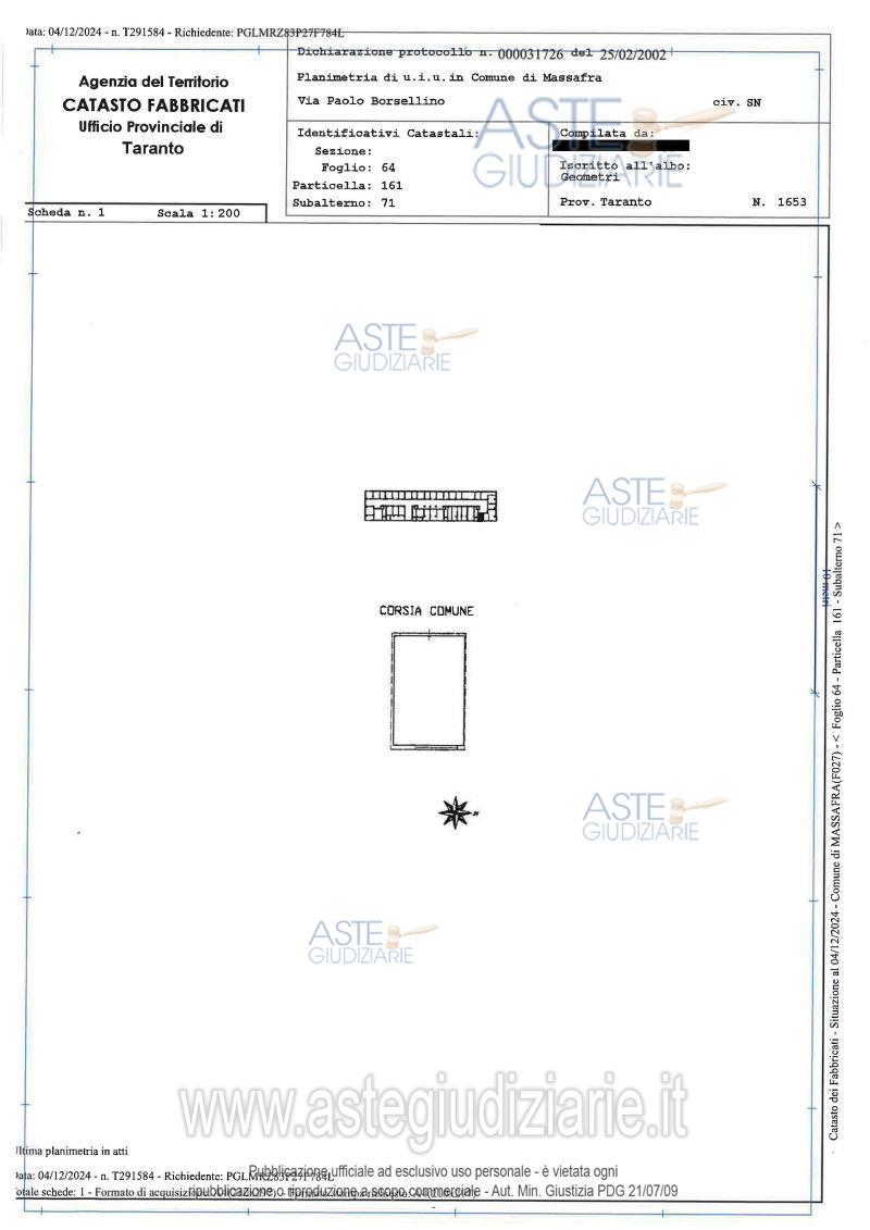 Planimetria del bene