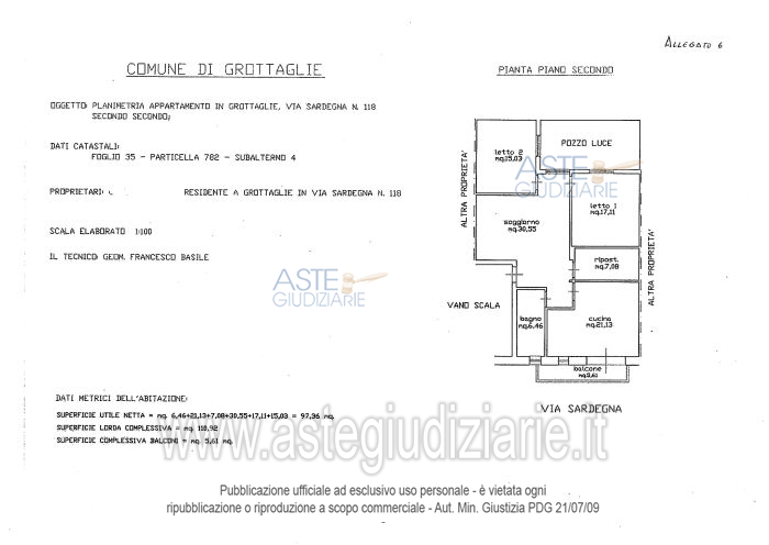 Planimetria del bene