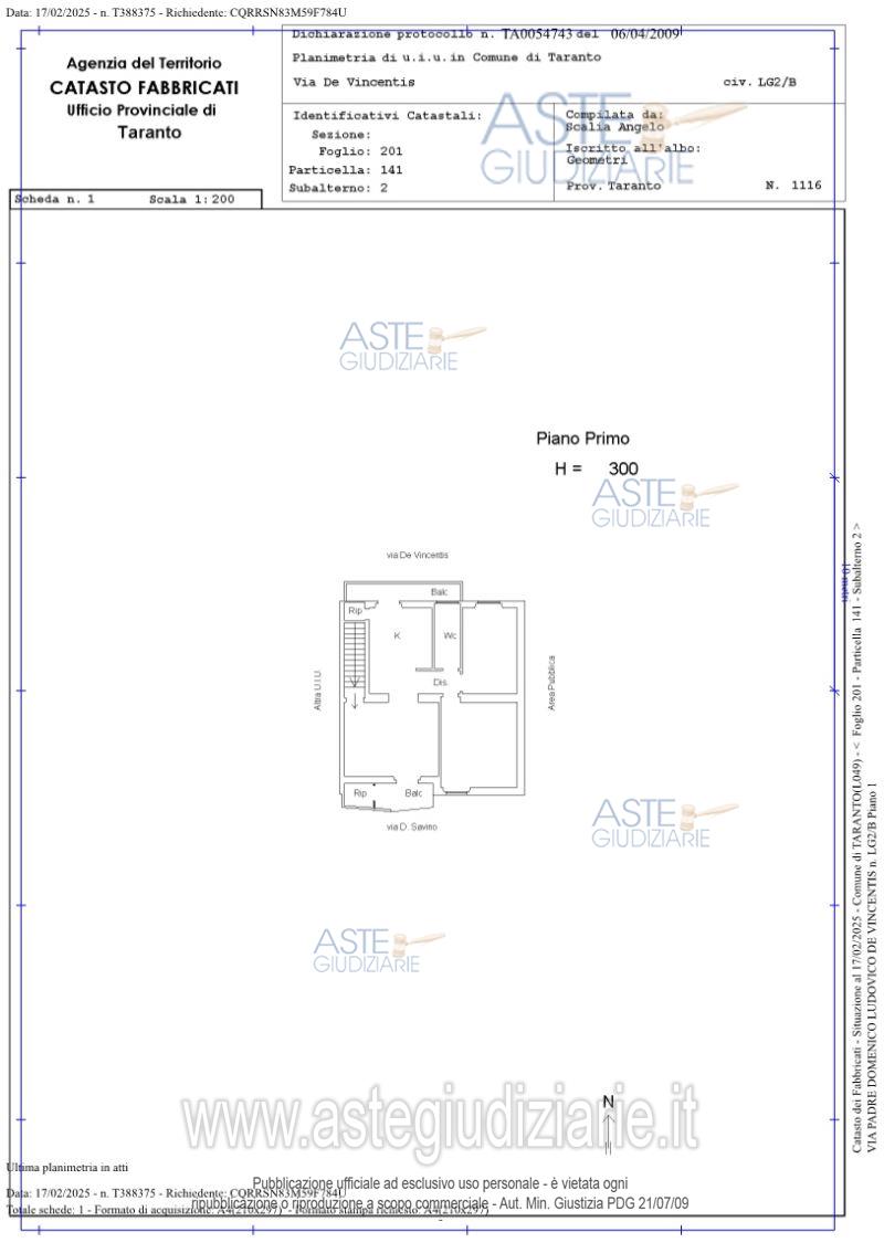 Planimetria del bene