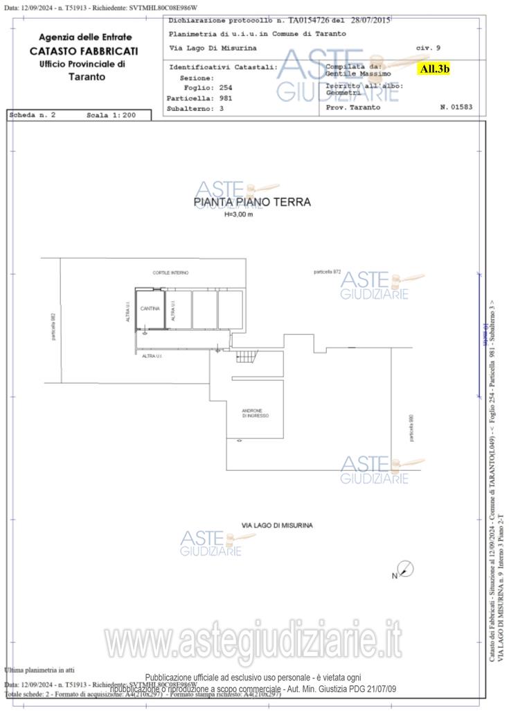 Planimetria del bene