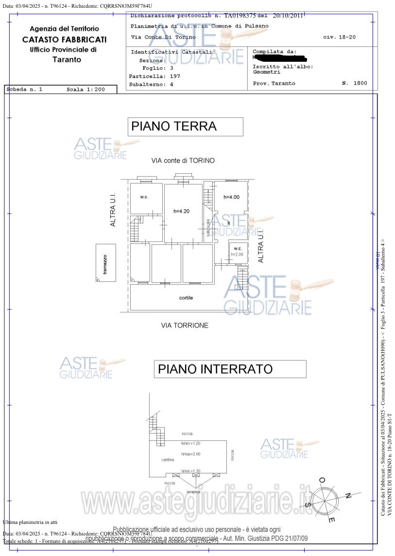 Planimetria del bene
