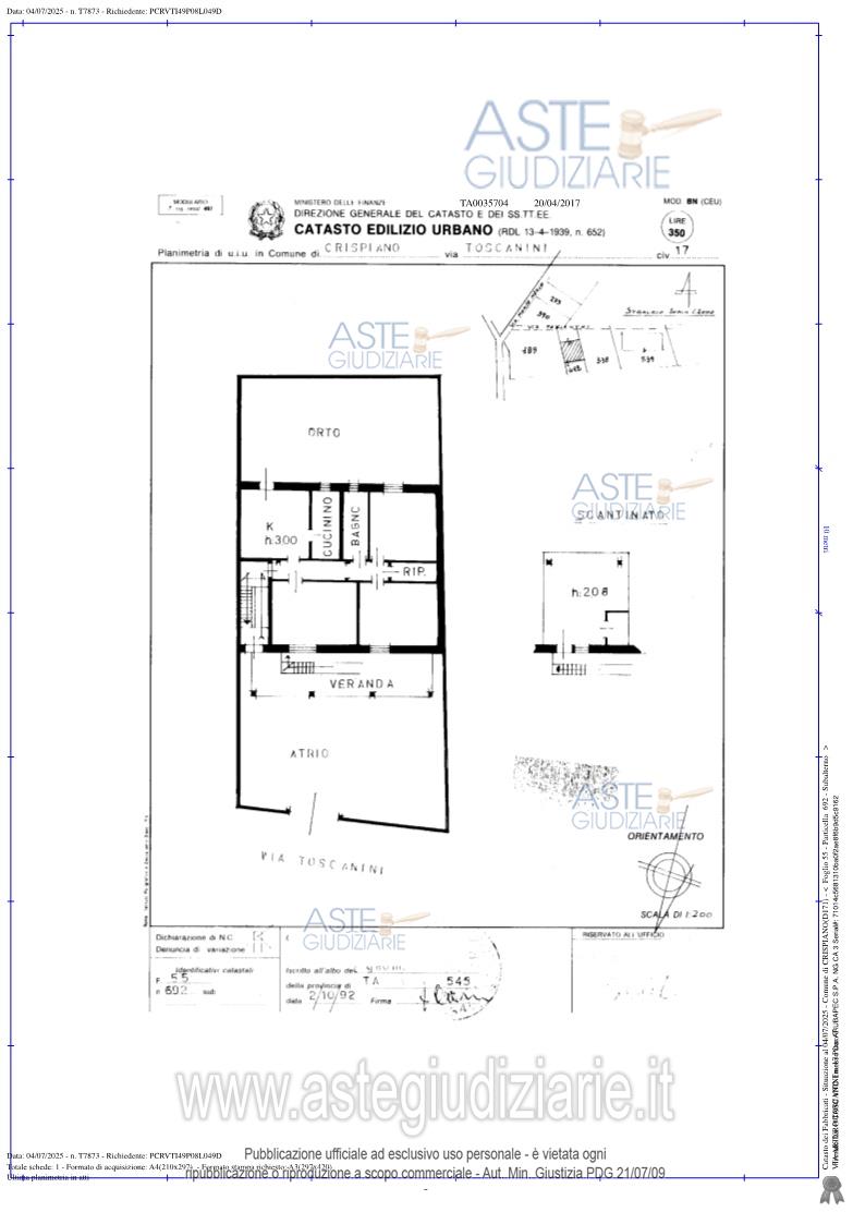 Planimetria del bene