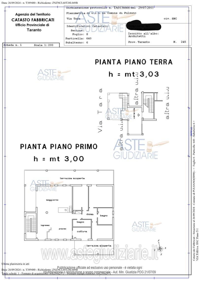 Planimetria del bene