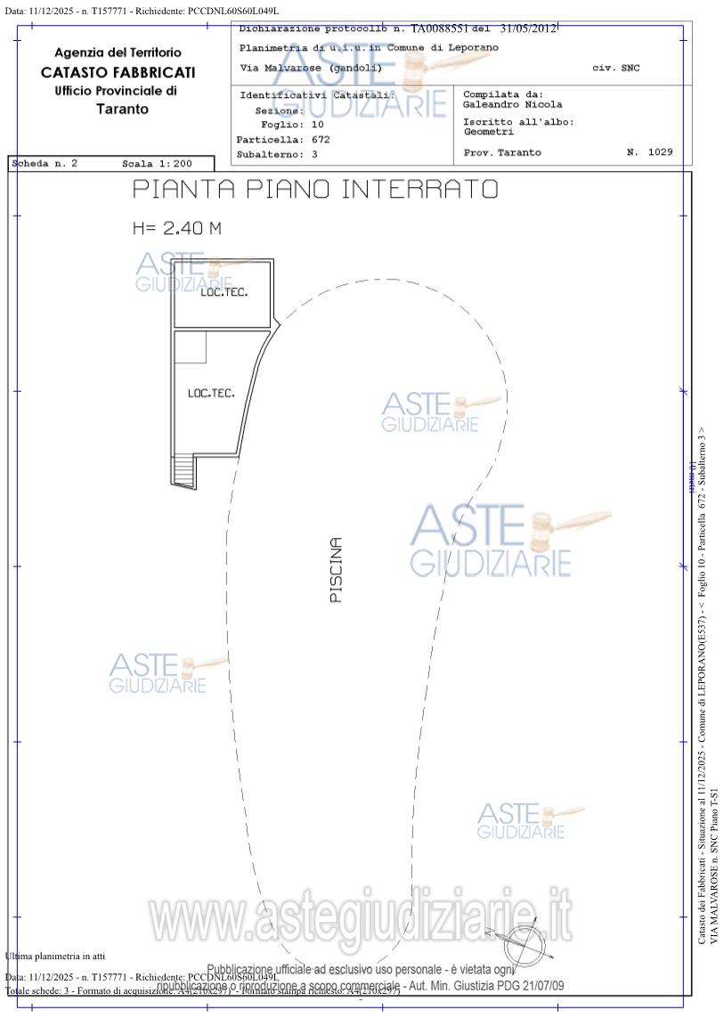 Planimetria del bene