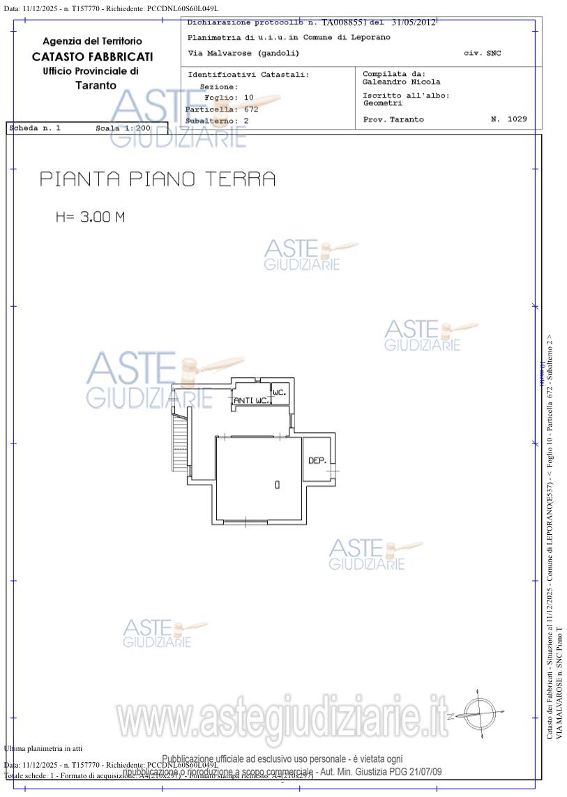 Planimetria del bene