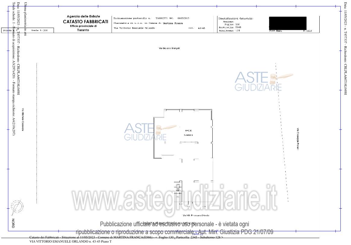 Planimetria del bene