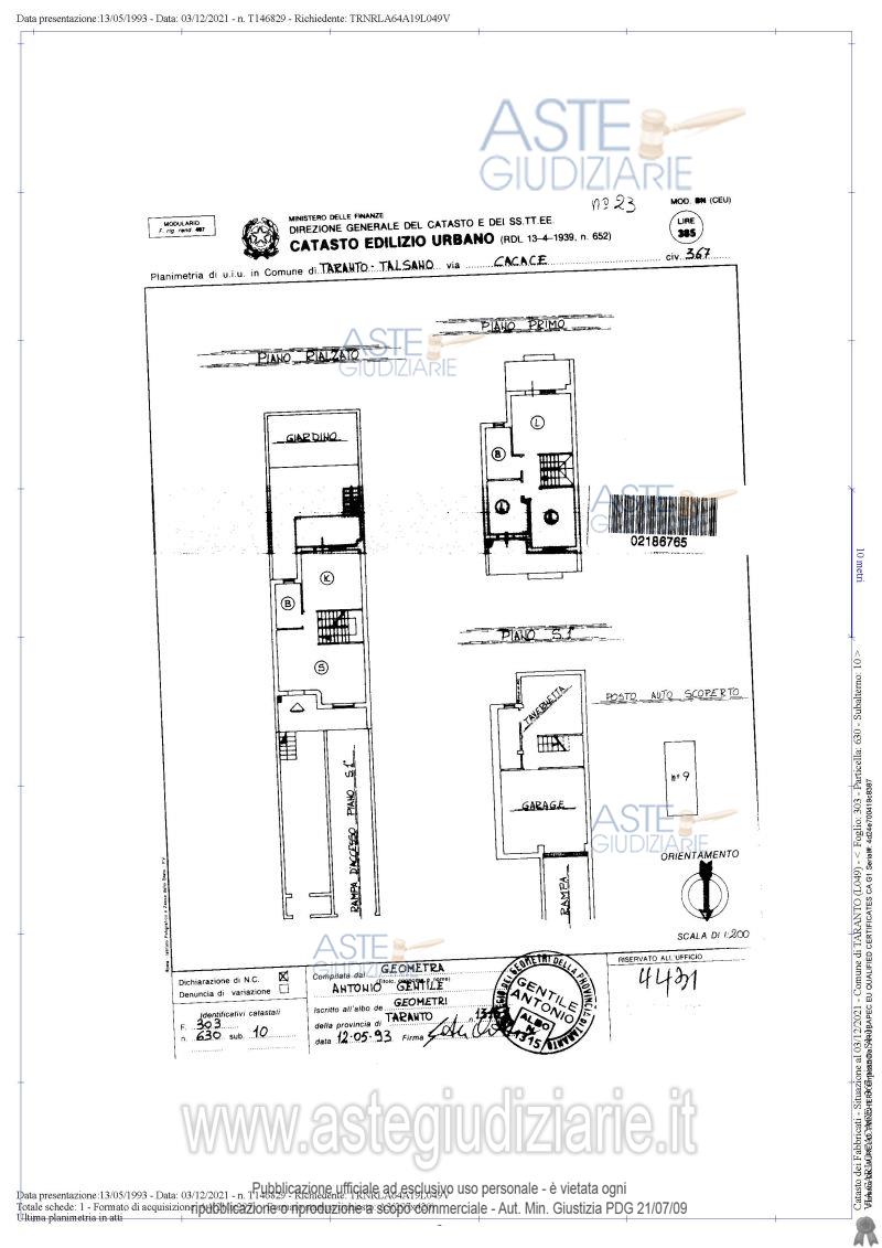 Planimetria del bene