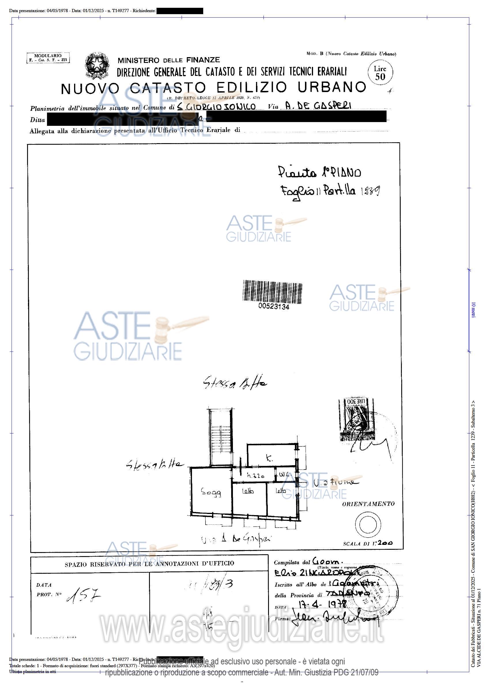 Planimetria del bene