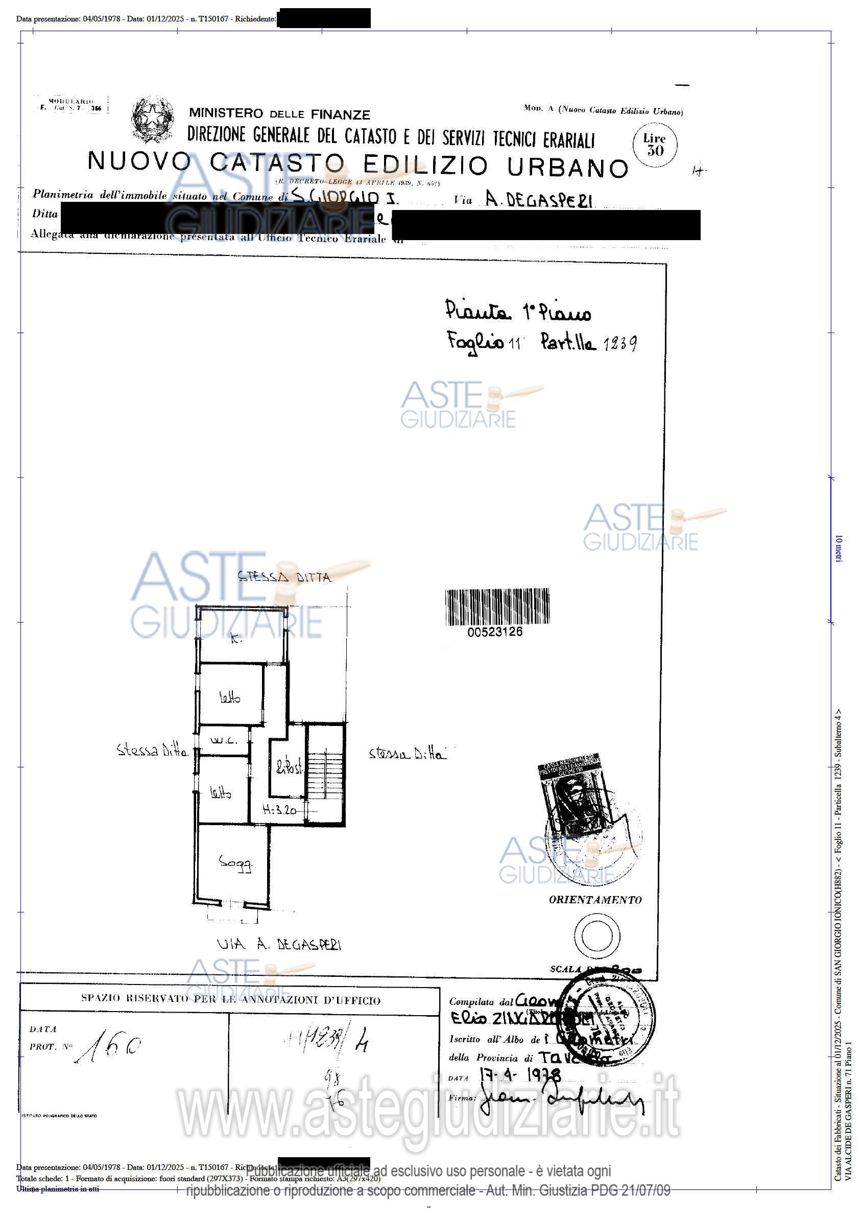 Planimetria del bene