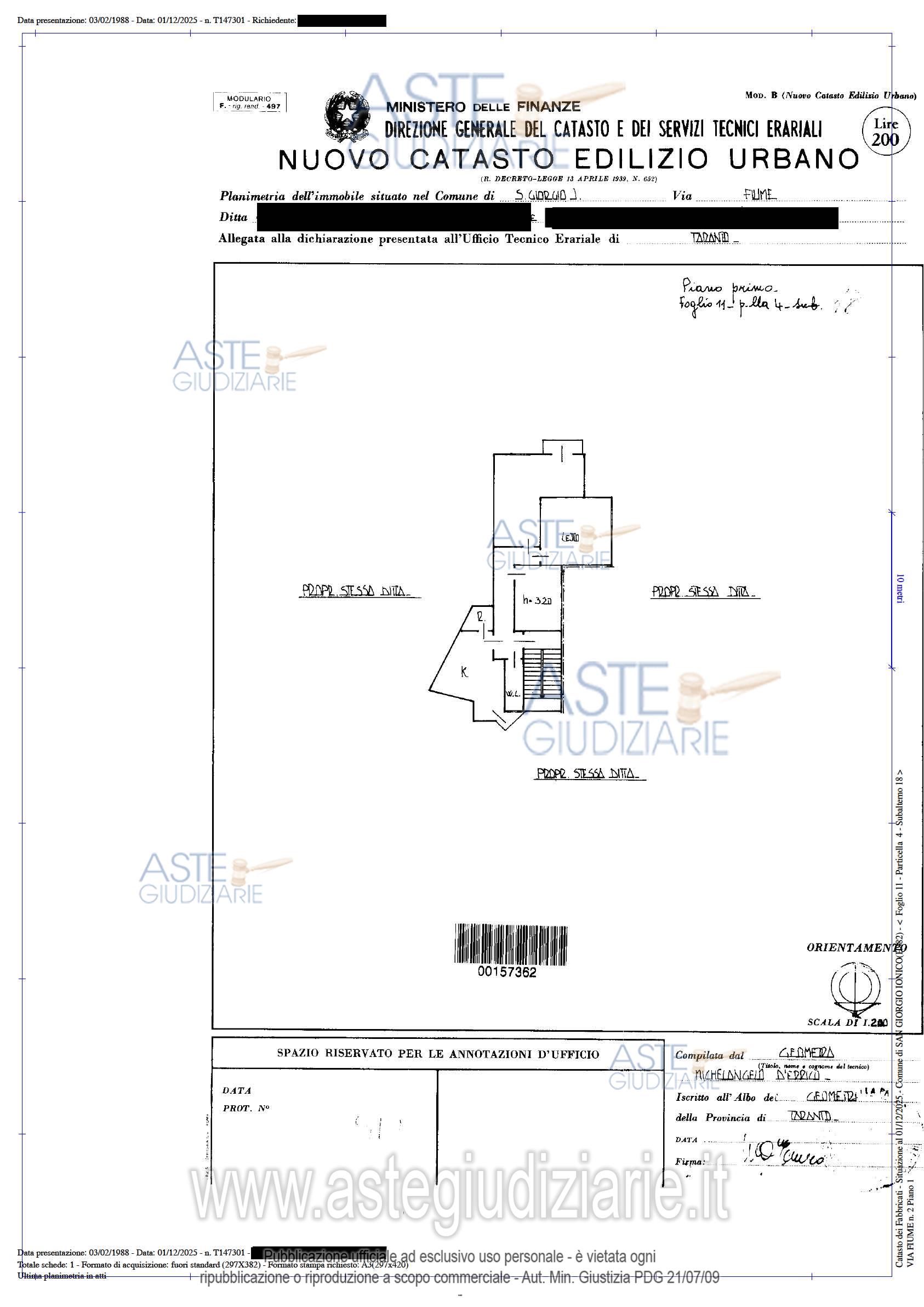 Planimetria del bene