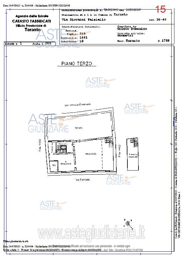 Planimetria del bene