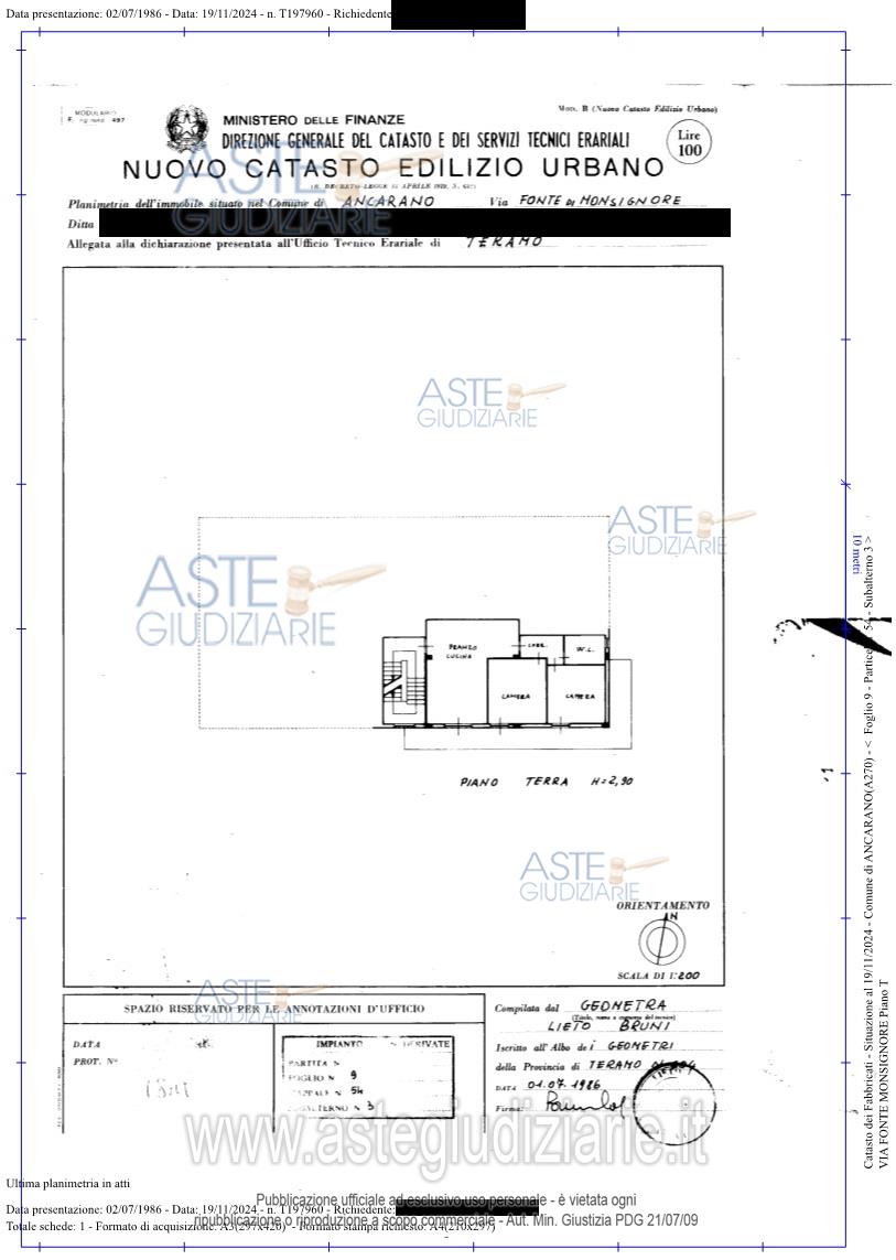 Planimetria del bene