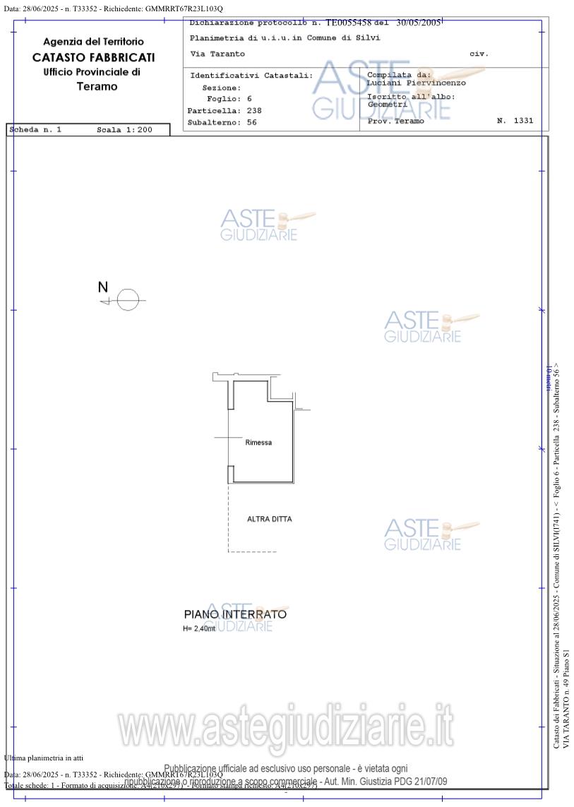 Planimetria del bene