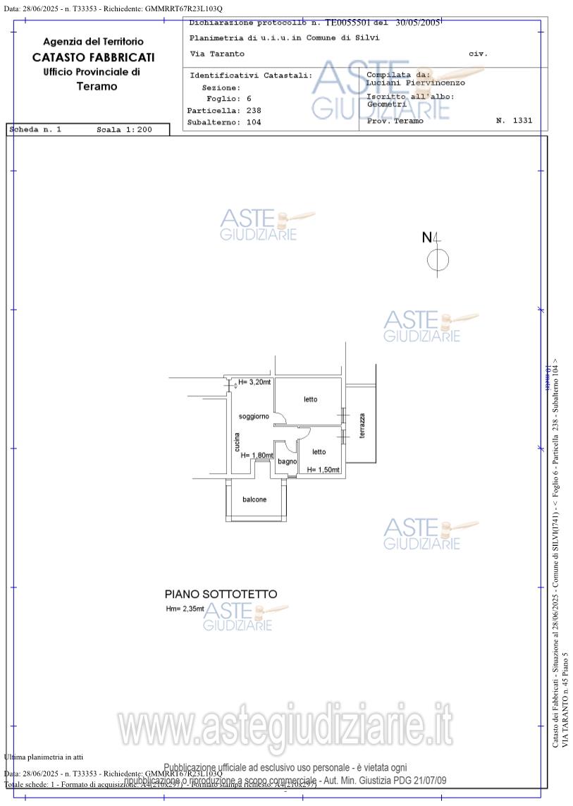 Planimetria del bene
