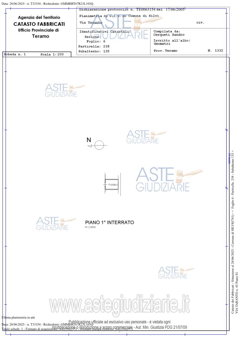 Planimetria del bene