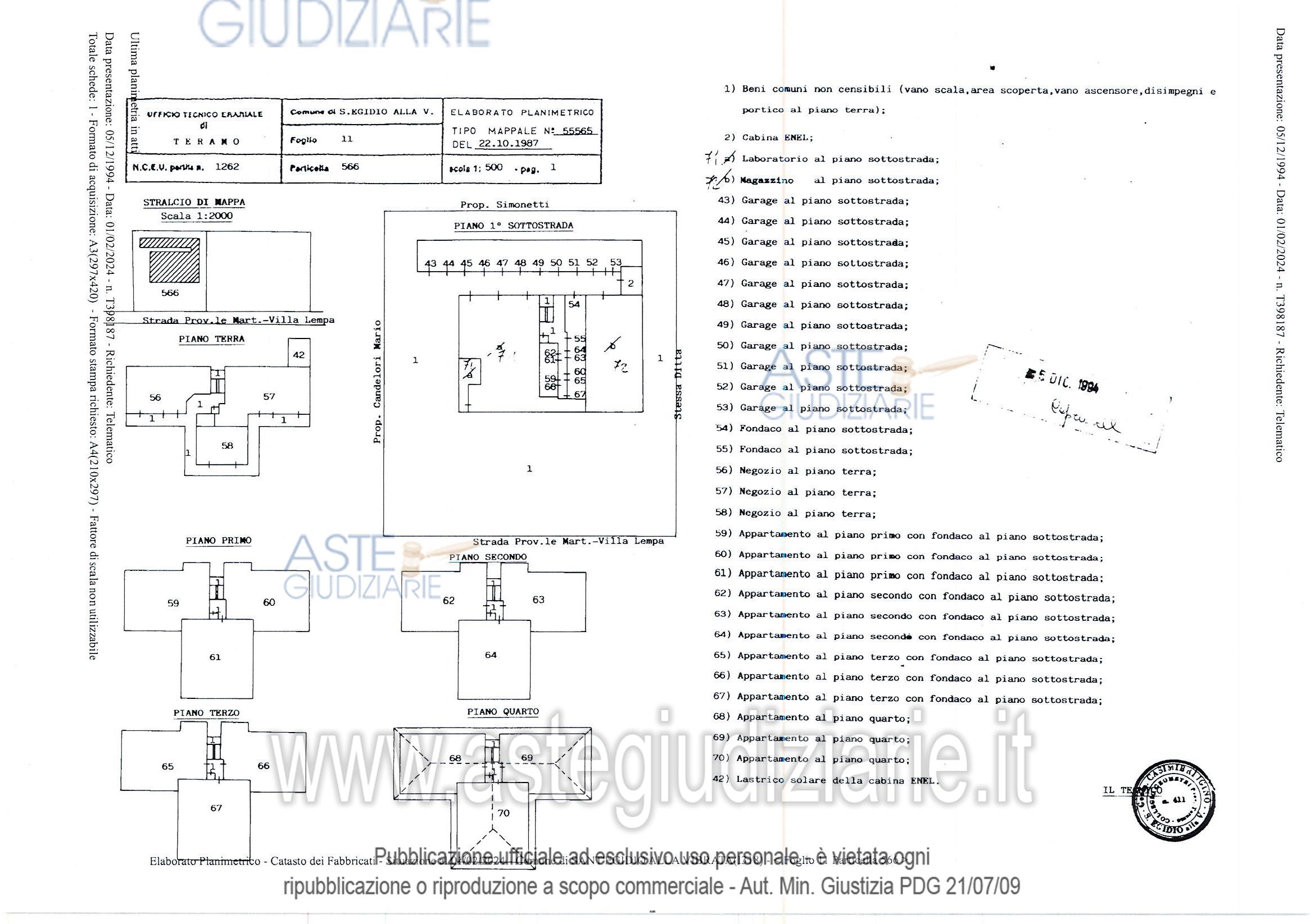 Planimetria del bene