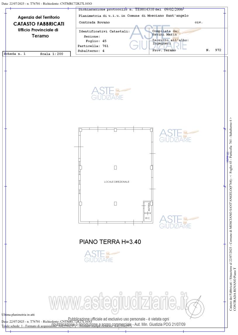 Planimetria del bene