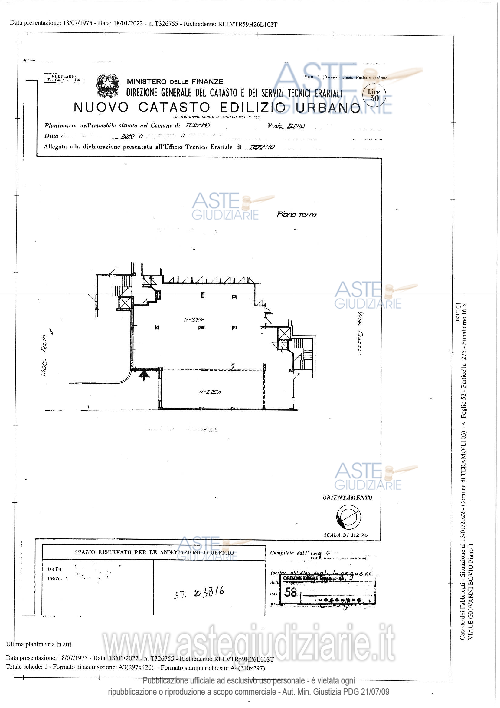 Planimetria del bene