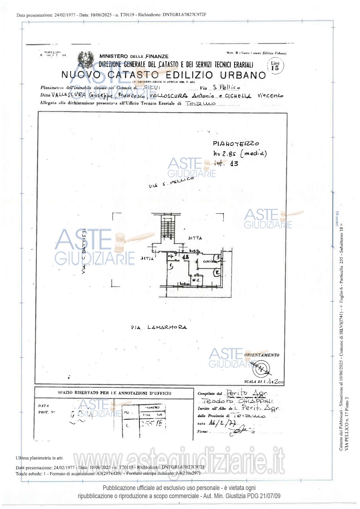 Planimetria del bene